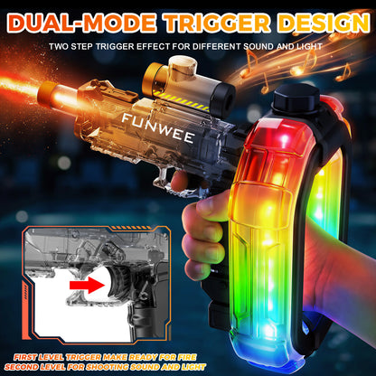 FUNWEE Electric Automatic Water Blaster with Lights & Sound Effects, 26Oz for Circle, 12Oz Standard, up to 19 Ft Range, for Kids Outdoor Play, Beach Gadgets, Fun Gifts & Cool Gifts for Kids