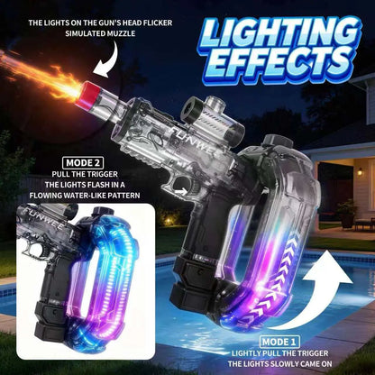 FUNWEE Electric Automatic Water Blaster with Lights & Sound Effects, 26Oz for Circle, 12Oz Standard, up to 19 Ft Range, for Kids Outdoor Play, Beach Gadgets, Fun Gifts & Cool Gifts for Kids