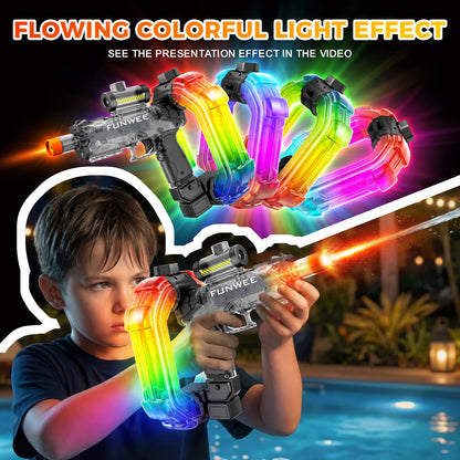 FUNWEE Electric Automatic Water Blaster with Lights & Sound Effects, 26Oz for Circle, 12Oz Standard, up to 19 Ft Range, for Kids Outdoor Play, Beach Gadgets, Fun Gifts & Cool Gifts for Kids